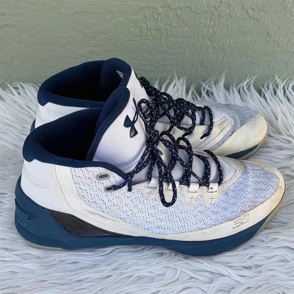 Under Armour Curry 3 SC30 Men's Basketball Shoes White/Navy Size 10